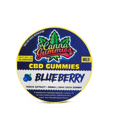 Load image into Gallery viewer, Vegan Blueberry CBD Gummies in Tin - 500mg
