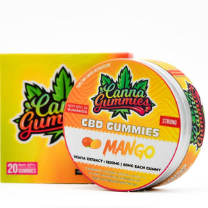 Canna Gummies: CBD Mango Gummies, 20 count, Vijaya Extract, non-intoxicating CBD, hemp-derived