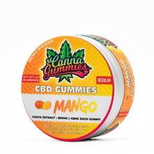 Load image into Gallery viewer, Canna Gummies: CBD oil infused mango gummies, 20 gummies, Vijaya Extract, relax and unwind
