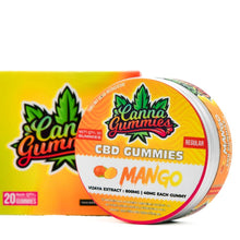 Load image into Gallery viewer, Canna Gummies: CBD mango gummies, 20 pack, Vijaya Extract, pain relief, sleep aid
