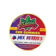 Load image into Gallery viewer, Stylish tin showcasing refreshing mixed berry CBD gummies.
