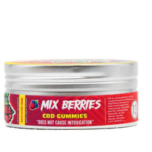 Load image into Gallery viewer, Sleek container holding zesty mixed berry CBD gummies, strong formula.
