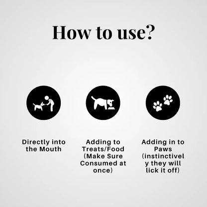 Instructions on how to use a product for pets displayed on a white background.