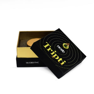 Black and gold hebe wellness THC Oil packaging with 