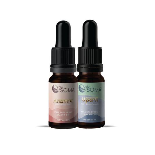 Two bottles of DivSoma CBD Oil product on a white background