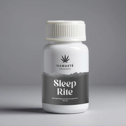 Namaste Organics Sleep Rite CDB Tablet supplement bottle on a gray background