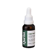 Load image into Gallery viewer, A CBD Oil bottle with green color label contains of qurist-cbd+thc-oil-1800mg-strong-available-at-cbd-shop-of-india
